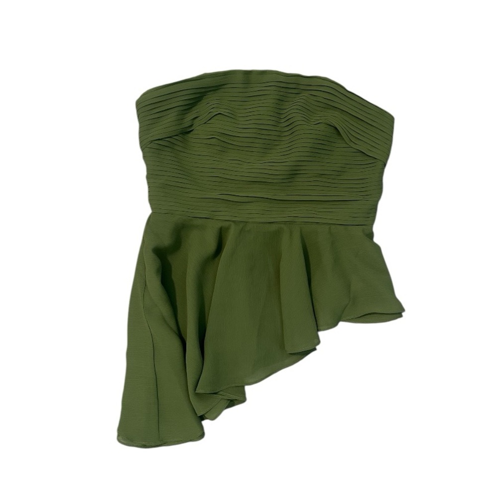 Green Strapless Asymmetrical Top